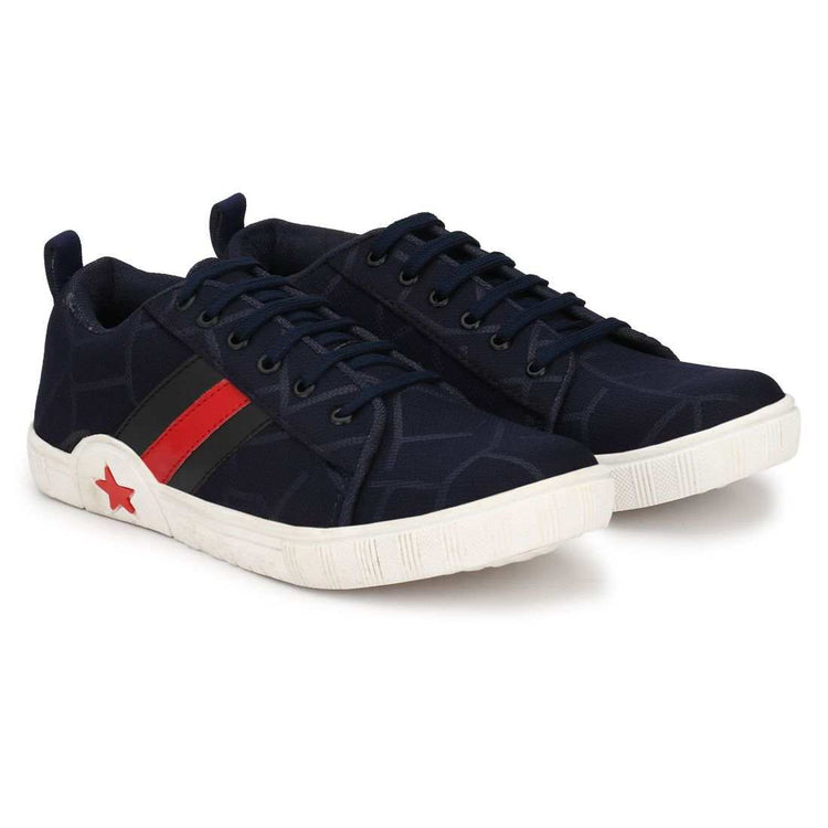 Chaussures de sport en toile pour hommes couleur marine, bleu, rouge et blanc