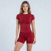 AURA SHARK Sports Short Sleeve Top Seamless Yoga Leotard Clothing Women Gym T Shirts Workout Running Shirts Fitness Sports Vest Khamik Shop Online