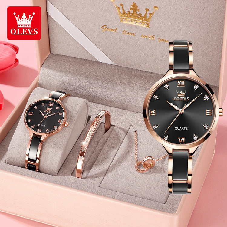 OLEVS 5872 Women Watches Quartz Wristwatch Waterproof Watches For Woman Set Bracelet Watch Original Elegant Casual Fashion Reloj Khamik Shop Online