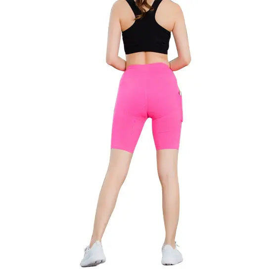 All Seasons Yoga Shorts Stretchable With Phone Pocket Salmon Lucky