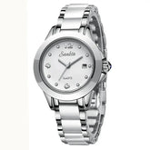 Sunkta Fashion Casual Quartz Woman Watch Elegant Luxury Ceramics Diamond Calendar Waterproof Ladies Women&