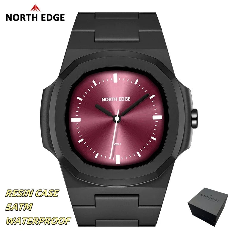 NORTH EDGE Watch for Man New VOLT Quartz Watch Fashion Light Resin Case Square Swimming 50M Waterproof Men Watches Gift Box Khamik Shop Online