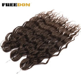 FREEDOM Synthetic Curly Braiding Hair Extensions 24 Inch/60 cm Long Deep Wavy Twist Crochet Braids Hair Ombre Brown Rainbow Hair Khamik Shop Online