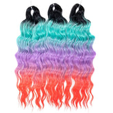 FREEDOM Synthetic Curly Braiding Hair Extensions 24 Inch/60 cm Long Deep Wavy Twist Crochet Braids Hair Ombre Brown Rainbow Hair Khamik Shop Online