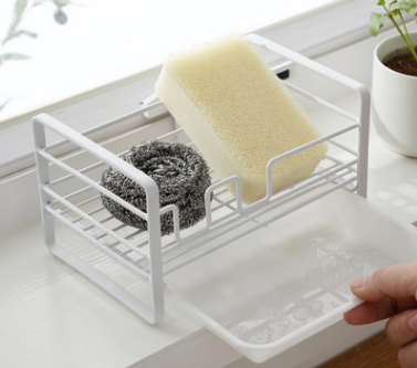 Household Rack Kitchen Sponge Pot Brush Drain Basket Maroon Asteria