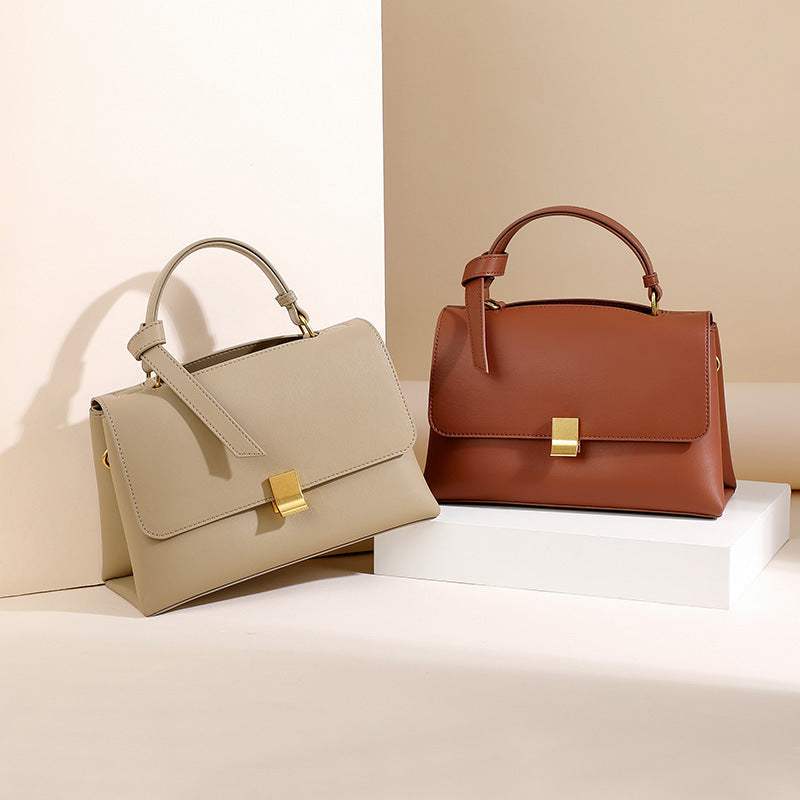 Sac à bandoulière pour femmes design carré en PU avec fermeture à verrou, style mode une épaule