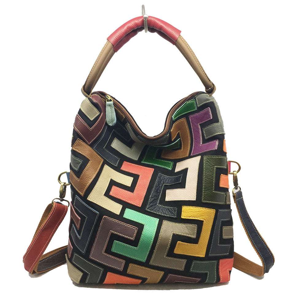 Sac bandoulière coloré en cuir pour femmes style loisirs européen et américain