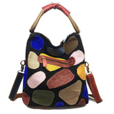Leisure Colorful Block Leather Messenger Bag For Women Maroon Asteria