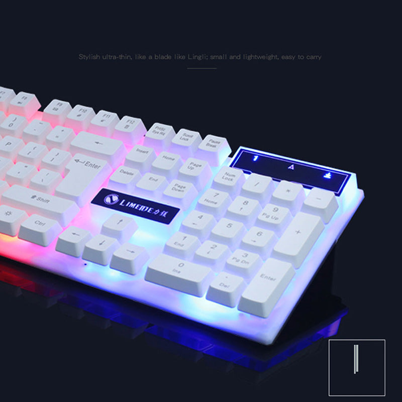 Gaming Keyboard Mouse Glowing Set White Eucalyptus