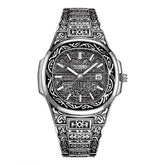 montre rétro hommes quartz classique à bracelet acier et cadran carré étanche 10m