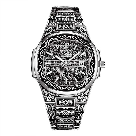 montre rétro hommes quartz classique à bracelet acier et cadran carré étanche 10m