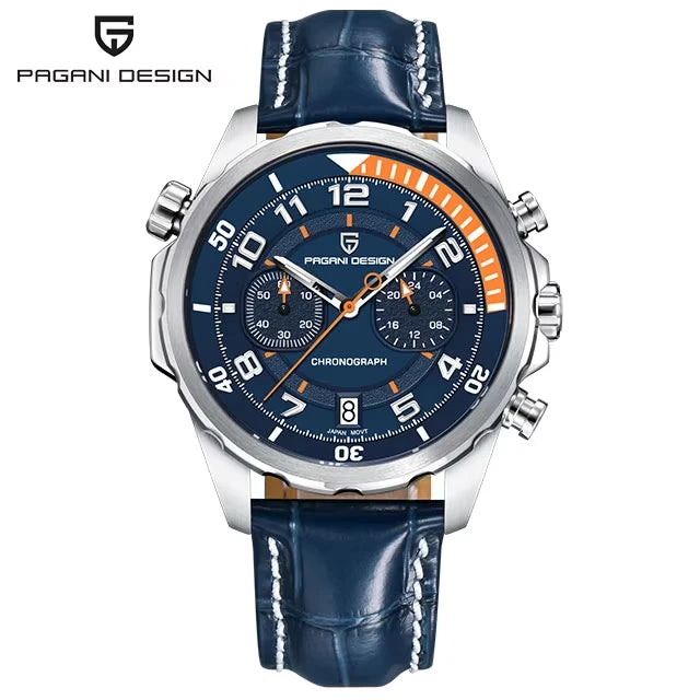 PAGANI DESIGN Classic Leather Men Watch Japan VK64 Movement Quartz Wristwatch Top Brand Sports Waterproof Watches for Men&
