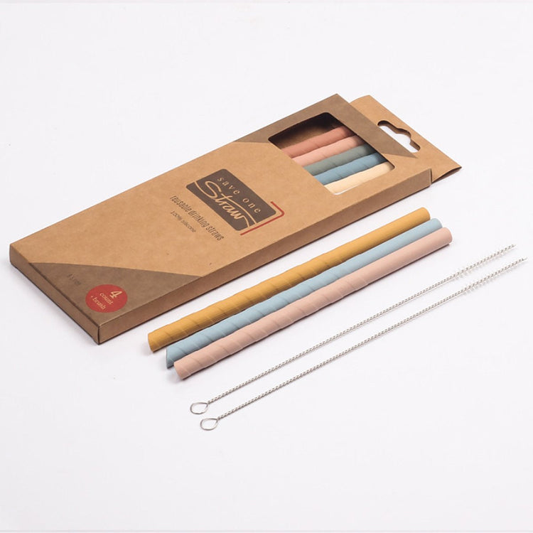 Eco Safe 8 In 1 Silicon Reusable Straws For HOT/COLD Drinks Salmon Lucky