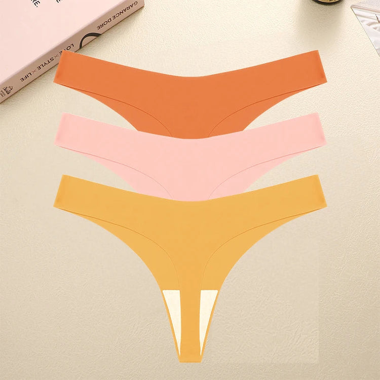 3PCS/SET Sexy G-String Underwear Female T-back Intimates Lingerie Seamless Low Waist Underpants 10 Color Lady Bikini Panty XS-XL Khamik Shop Online