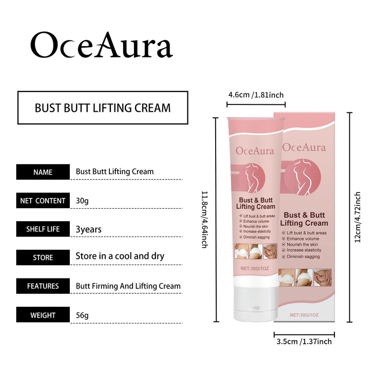 OceAura Hip & Breast Firming Cream - Deep Moisturizing Body Care for Chest & Hip Skin, Nourishing Smooth Formula to Tighten Khamik Shop Online