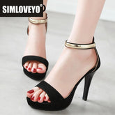SIMLOVEYO Chic Womens Peep Sandals Slim Tall Raise 11cm Velvet Zip Metal Trim Extra Wide Fit 44 45 46 Rendezvous Footwear Khamik Shop Online