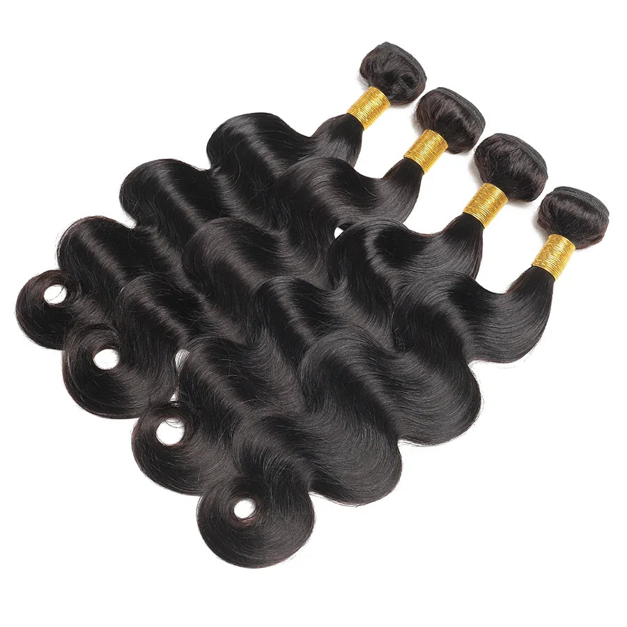 Body Wave Human Hair Bundles with Frontal Malaysian Virgin Hair Weave 3 Bundles with 13x4 Lace Frontal Hair Natural Black Khamik Shop Online