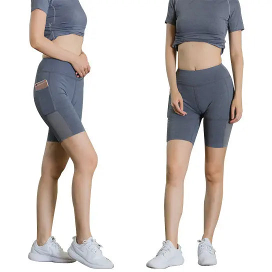 All Seasons Yoga Shorts Stretchable With Phone Pocket Salmon Lucky