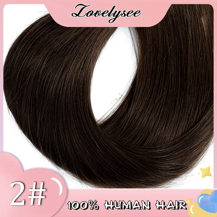 Lovelysee 3/4 Half Wig Human Hair With Clip in Hair Extensions Silky Straight Remy Hair Brown Color Soft 150% 180% Wig For Women Khamik Shop Online