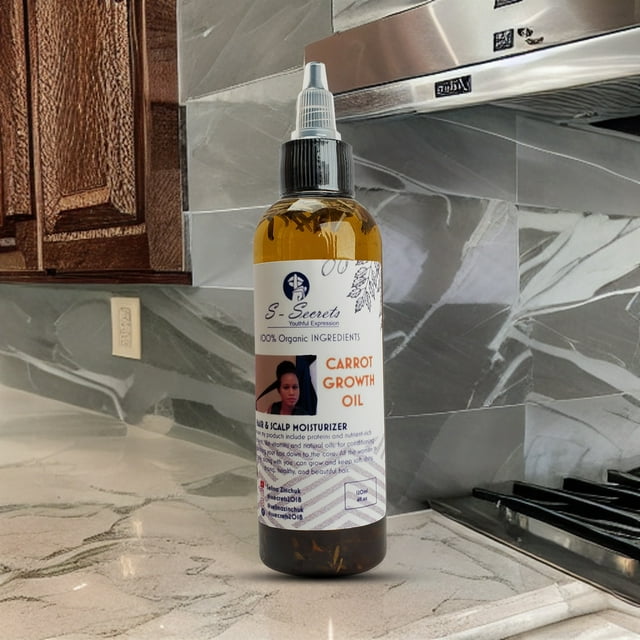 Carrot Hair Growth Oil - 2oz Scalp Stimulator with Herbs, Biotin & Taupe Snowdrop
