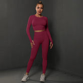 2Pcs Women Sets Energy Seamless Gym Suits Bubble Butt Sports Pants+Long Sleeve Shirts Push Up Running Sets Tracksuits Tights Set Khamik Shop Online