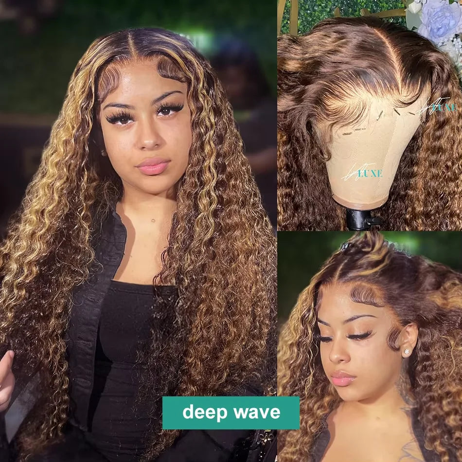 Curly Highlight 13x4 13x6 Lace Front Human Hair Wigs For Women Pre Plucked Honey Blonde 13x6 Lace Frontal Wigs Remy Hair Khamik Shop Online