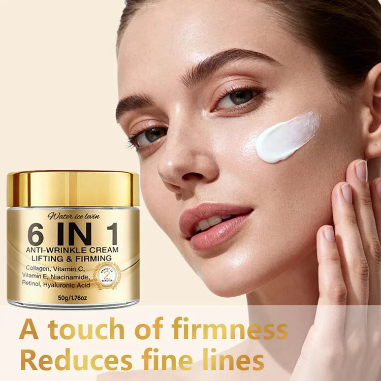 6-In-1 Anti-Wrinkle Cream. Lifts Firms Smooths Moisturizes. Collagen Vitamin C E Niacinamide Retinol Hyaluronic Acid. 50g Khamik Shop Online