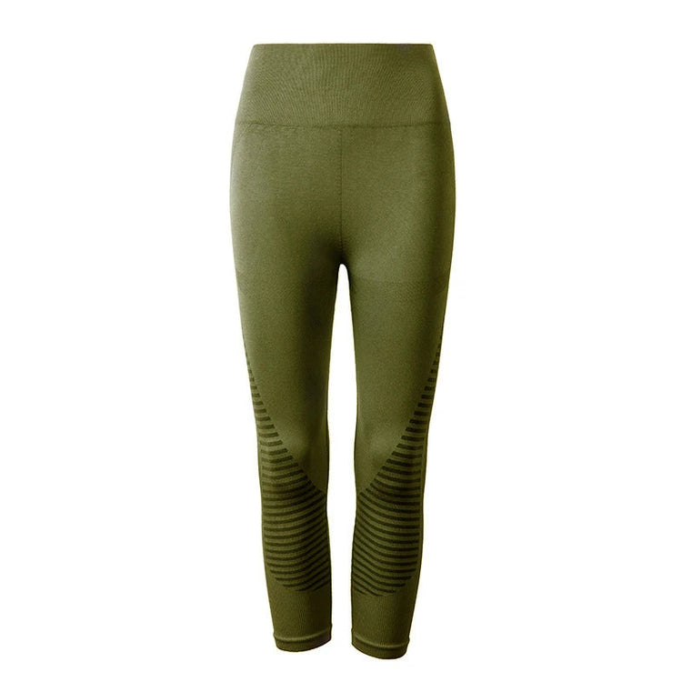 High Waist Seamless Leggings Sport Women Crop Yoga Pants Elastic Stripe Capris Gym Workout Leggings Girls Fitness Running Tights Khamik Shop Online