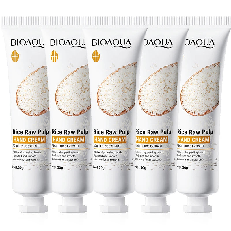 1/2/3/5Pcs BIOAQUA White Rice Hand Cream Moisturizing Handcream Nourishing Brightening Hydrating Hands Skincare Creams Products