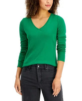 Charter Club Cotton Long Sleeve V Neck T-Shirt Amber Chrysippus