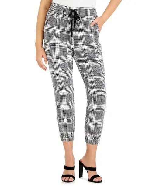 Petite Plaid Utility Jogger Pants Amber Chrysippus