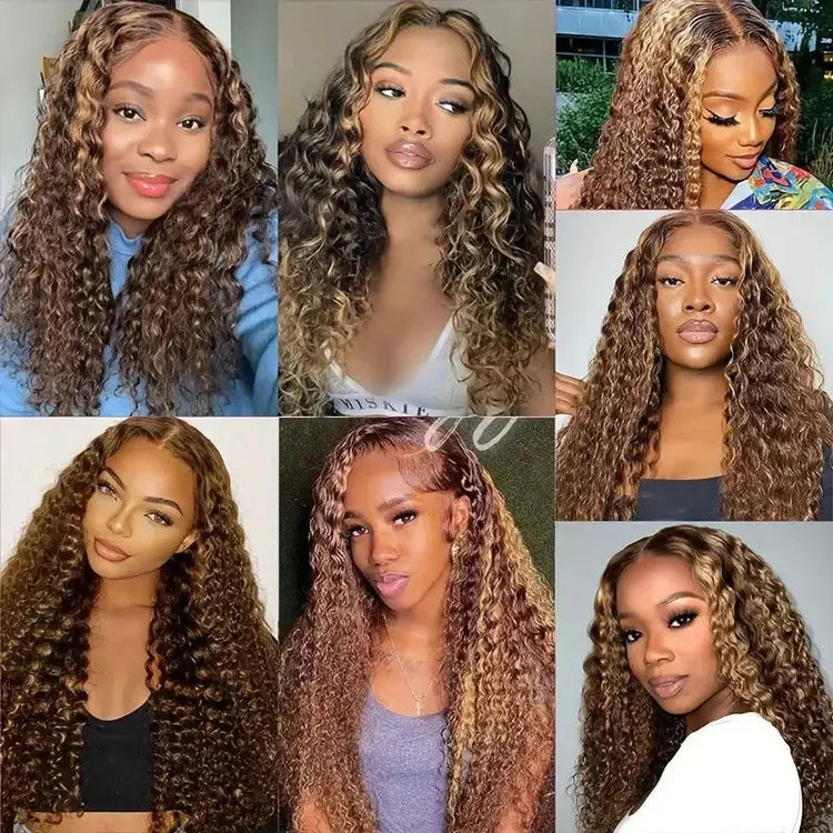 Highlight Deep Water Curly Bundles Human Hair Color 