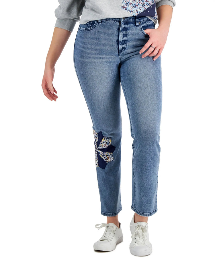 Style & Co Petite Printed Mom Jeans Amber Chrysippus