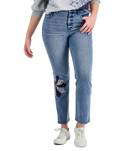 Style & Co Petite Printed Mom Jeans Amber Chrysippus