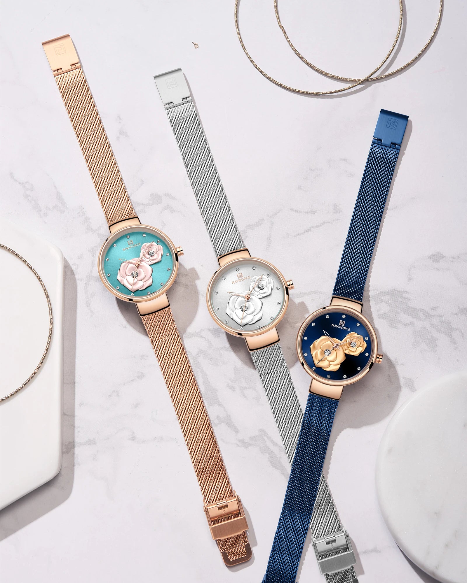 Women Watch  Top Luxury Brand Steel Mesh Waterproof Ladies Watches Flower Quartz Female Wristwatch Charming Girl Clock