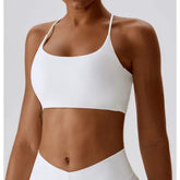 Solid Color U-Shaped Multi-Strap Cross Back Women Fitness Sports Bra Top Gym Yoga Athletic Tight Workout Jog Soft With Chest Pad Khamik Shop Online