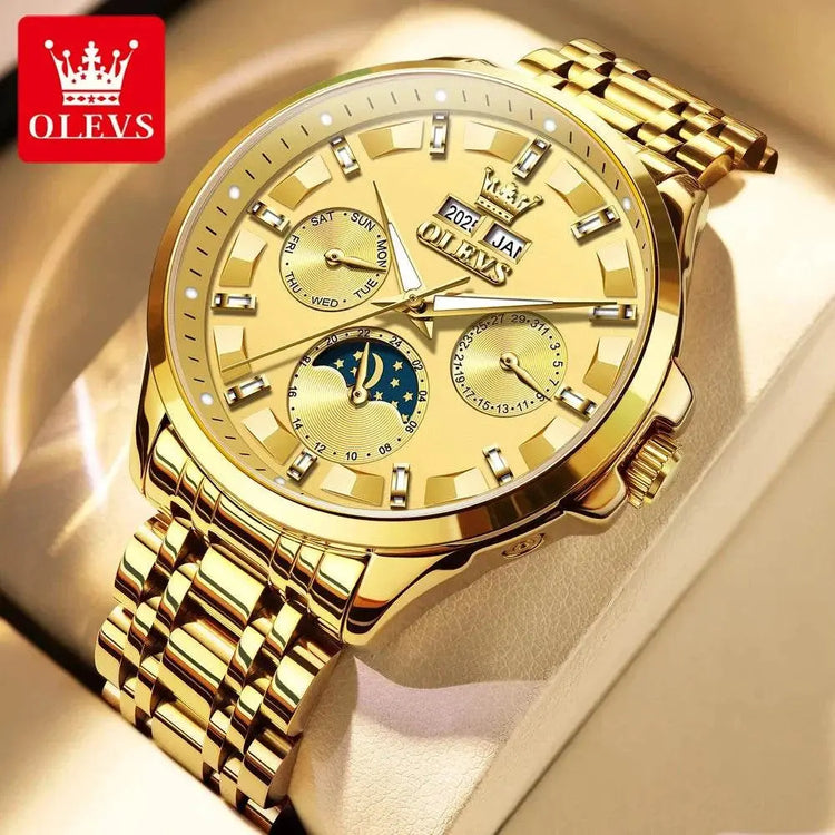 OLEVS 7070 Automatic Watch Men Moon phase Waterproof Men Watches Stainless steel Luxury Mechanical Watch for Men Khamik Shop Online