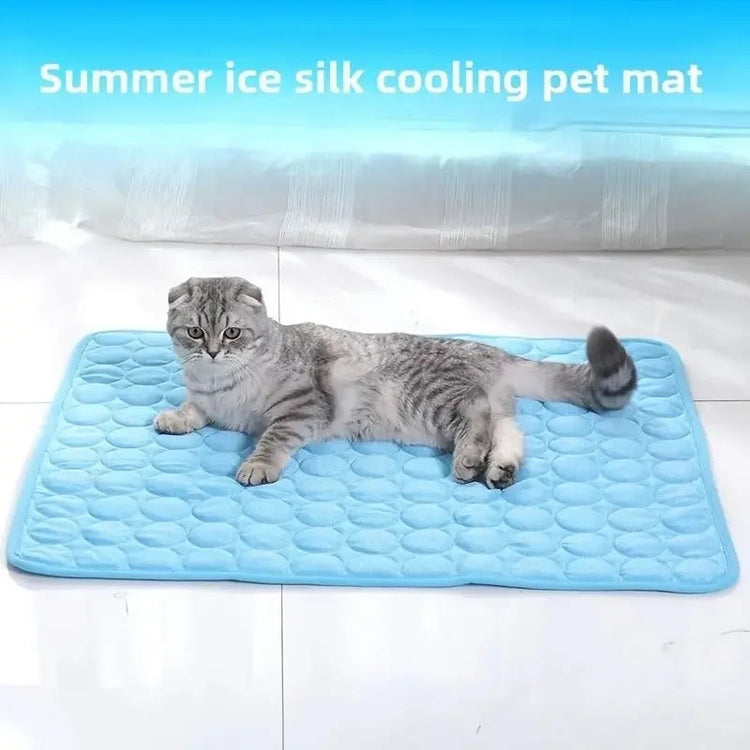 Pet Summer Ice Silk Cooling Pad, Large Medium Small Dogs Cats, Breathable Non-Slip Bite-Resistant Easy Wash, Universal Pet Mat Khamik Shop Online