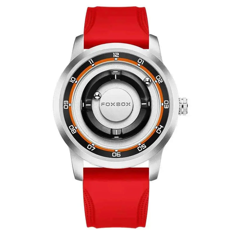 FOXBOX Magnetic Driven Watch Fashion Waterproof Quartz Wristwatch Rolling Steel Ball Pointer Sports Watches Military Clock+Box Khamik Shop Online