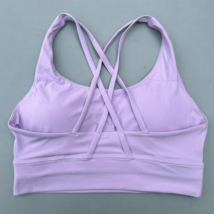 Solid Color Soft Cross Back Women Fitness Bra Tights Yoga Vest High Strength Shockproof Gym Sports Top Push Up With Chest Pad Khamik Shop Online