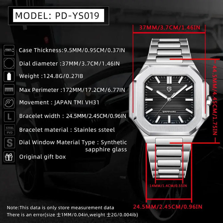 PAGANI DESIGN Fashion Square Business Quartz Men&