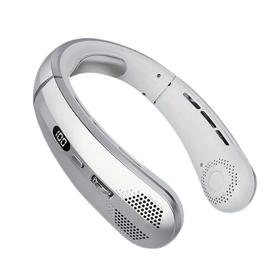 Wearable Neck Fan 5 Spd USB Charge Hands-Free Quiet Light Unisex