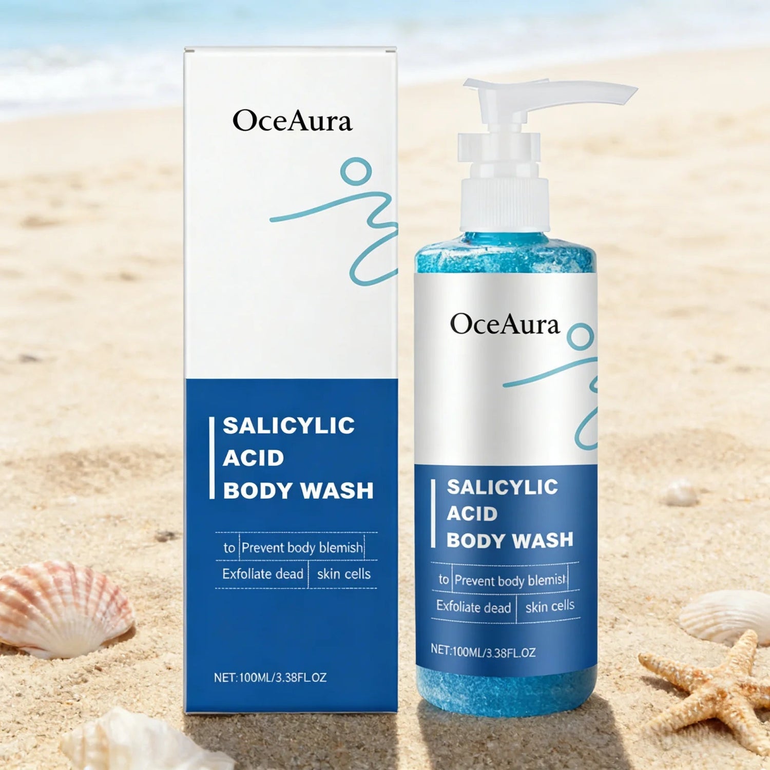 OceAura Salicylic Acid Shower Gel Professional Skin Cleaning Oil Control Smooth Body Blemish Remover Exfoliating Body Wash 100ml Khamik Shop Online