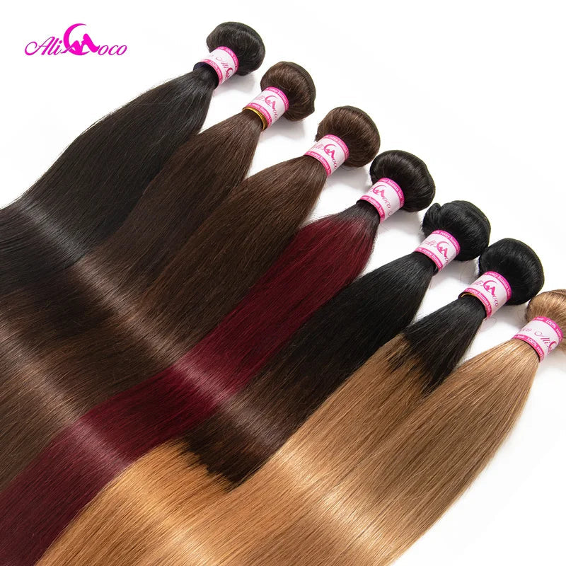 Ali Coco Brazilian Straight Hair 1/3/4 Bundles "8-30" inch  