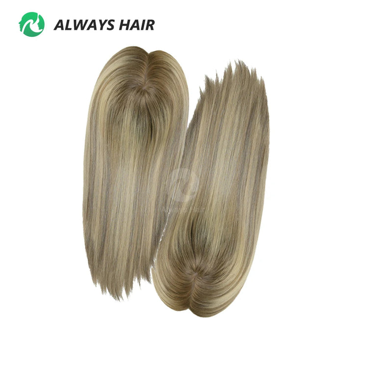 14 Inches Mogolian Cuticle Remy Hair Topper Silky Straight 8x8” Jewish Kosher Human Hairpieces Topper Free Style 120% Density Khamik Shop Online