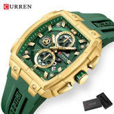 CURREN Luxury Vintage Watch for Men Sports Chronograph Quartz Wristwatches with Silicone Strap,Date,Luminous Khamik Shop Online