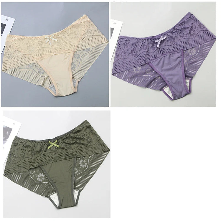 DaiNaFang New Plus Size Underwear Women Sexy Transparent Lace Modal Cotton Panties High Waist Large Lingerie Khamik Shop Online