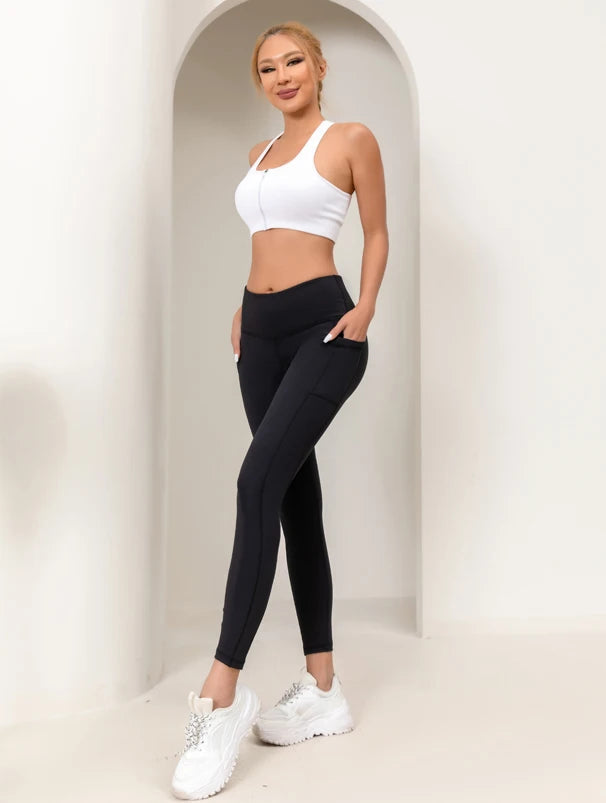 Gym cropped pants, high waisted fitness leggings, elastic  exercise yoga pants, casual shark pants for women Khamik Shop Online