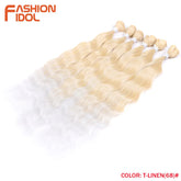 FASHION IDOL Water Wave Hair Bundles Synthetic Hair Extensions Ombre Blonde Hair Weave Bundles 6pcs 20" High Temperature Fiber Khamik Shop Online