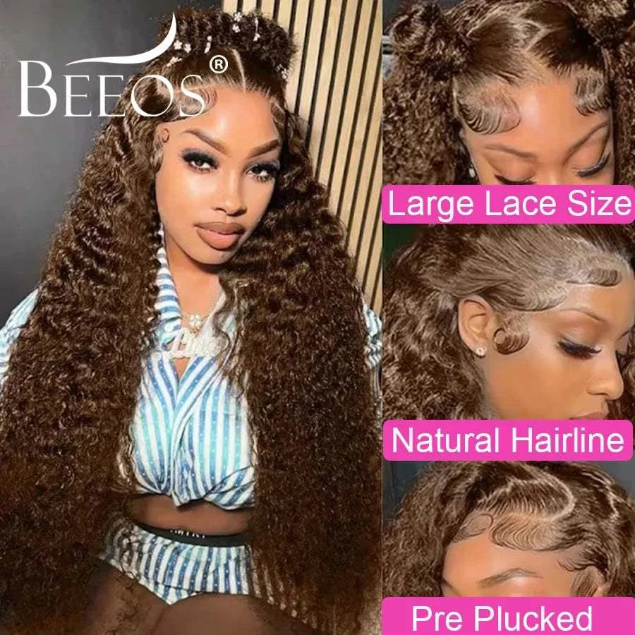 250% 13x6 Real HD Lace Frontal Human Hair Wigs Dark Brown Water Wave Wig Melt Skins Colored Pre Plucked For Women Brazilian Hair Khamik Shop Online